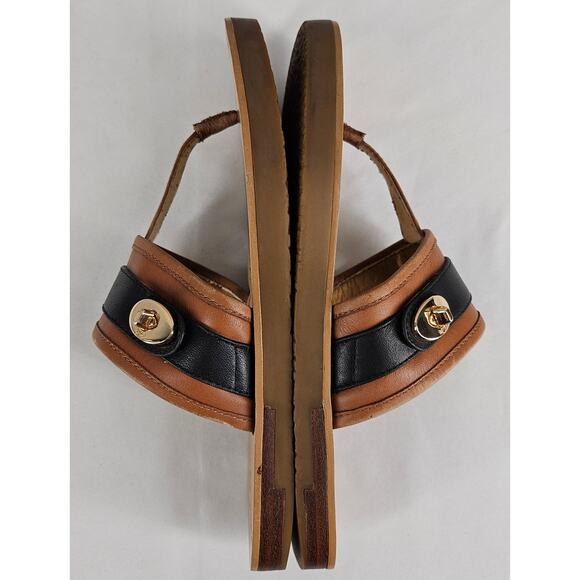 COACH NEW YORK WOMEN'S EILEEN THONG SANDALS BROWN/TAN/BLACK SIZE 5B - Picture 9 of 14